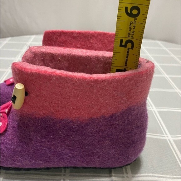 Girls Wool Felted Slippers Purple Pink 8" Youth (4-7 years) Non-slip Soles - Picture 8 of 9